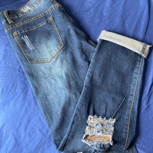 Women’s Ankle Skinny Jeans with Sequin Patches